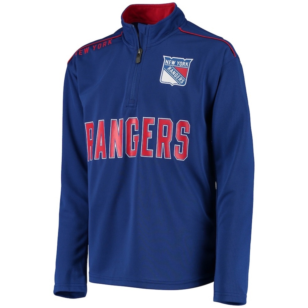 Youth New York Rangers Blue Attacking Zone Quarter-Zip Performance Jacket